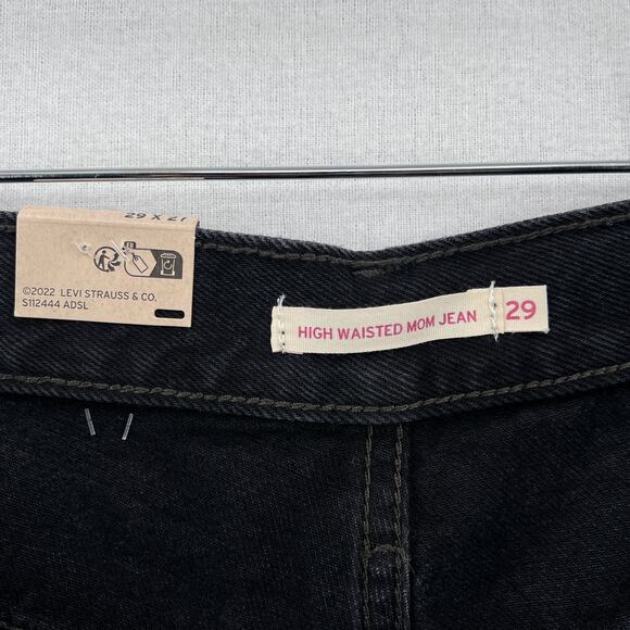 LEVIS Sliced High Waisted Mom Jean Womens 29 X 27 Black Tapered Rigid Denim NEW - Picture 10 of 16
